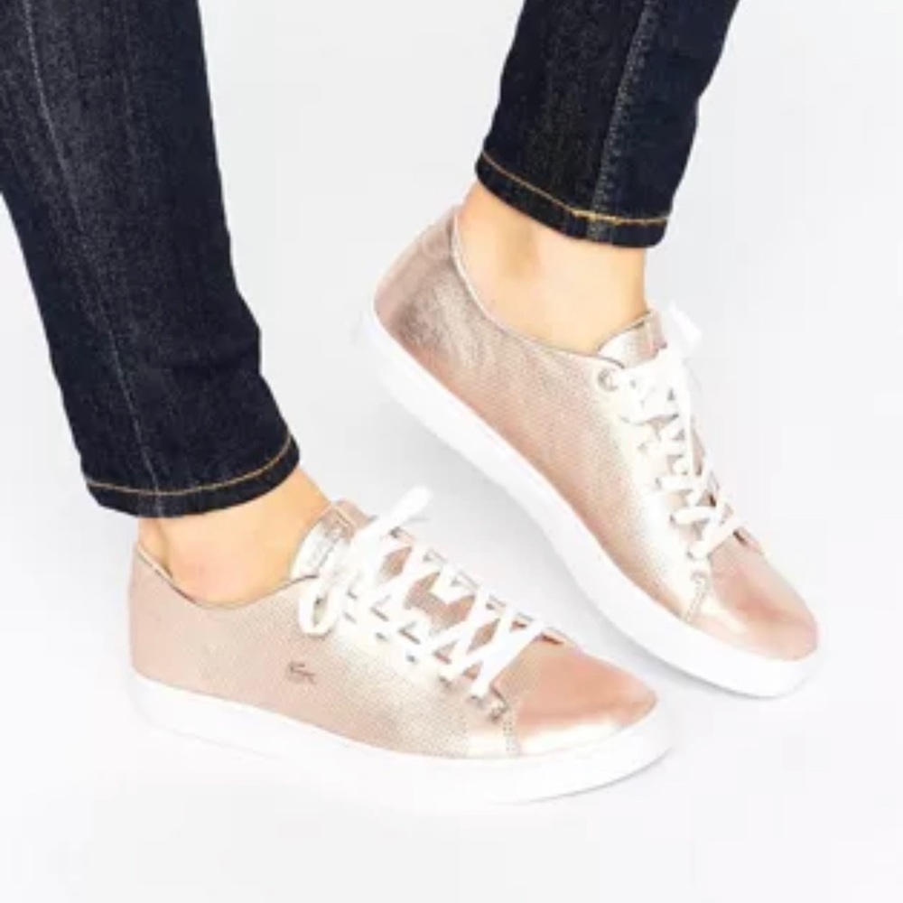 Lacoste Rose Gold Showcourt Sneakers Sz 8